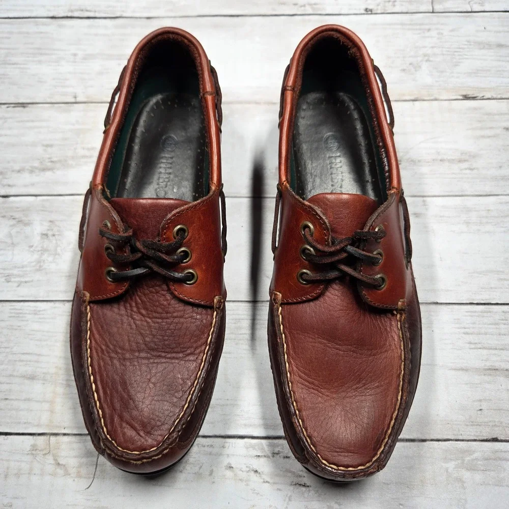 HH Brown Boat Shoes Loafers Mens 9.5 M Brown Leather Lug Sole 5705